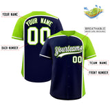 Custom Navy Neon Green Personalized Color Block Authentic Baseball jersey