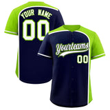Custom Navy Neon Green Personalized Color Block Authentic Baseball jersey