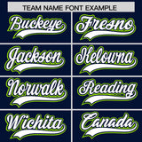 Custom Navy Neon Green Personalized Color Block Authentic Baseball jersey