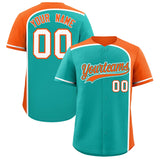 Custom Aqua Orange Personalized Color Block Authentic Baseball jersey