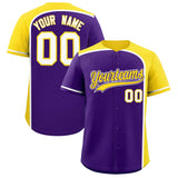 Custom Purple Gold Personalized Color Block Authentic Baseball jersey