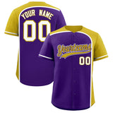 Custom Purple Old Gold Personalized Color Block Authentic Baseball jersey