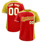 Custom Red Old Gold Personalized Color Block Authentic Baseball jersey