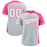 Custom Silver Pink Personalized Color Block Authentic Baseball jersey