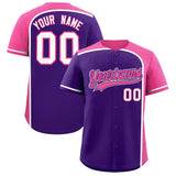 Custom Purple Pink Personalized Color Block Authentic Baseball jersey