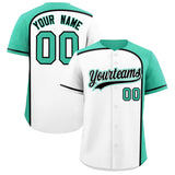 Custom White Bright Green Personalized Color Block Authentic Baseball jersey