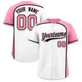 Custom White Light Pink Personalized Color Block Authentic Baseball jersey