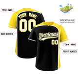 Custom Black Gold Personalized Color Block Authentic Baseball jersey