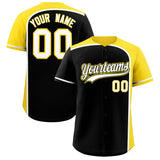 Custom Black Gold Personalized Color Block Authentic Baseball jersey