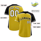 Custom Old Gold Black Personalized Color Block Authentic Baseball jersey