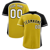 Custom Old Gold Black Personalized Color Block Authentic Baseball jersey