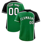 Custom Kelly Green Black Personalized Color Block Authentic Baseball jersey