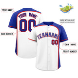 Custom White Royal Personalized Color Block Authentic Baseball jersey