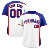 Custom White Royal Personalized Color Block Authentic Baseball jersey