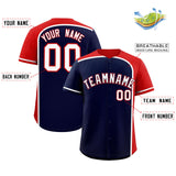 Custom Navy Red Personalized Color Block Authentic Baseball jersey