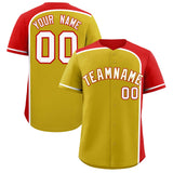 Custom Old Gold Red Personalized Color Block Authentic Baseball jersey