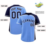 Custom Light Blue Navy Personalized Color Block Authentic Baseball jersey