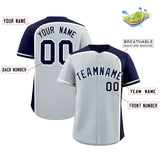 Custom Silver Navy Personalized Color Block Authentic Baseball jersey
