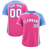 Custom Pink Light Blue Personalized Color Block Authentic Baseball jersey