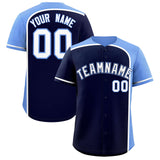 Custom Navy Light Blue Personalized Color Block Authentic Baseball jersey