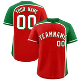 Custom Red Kelly Green Personalized Color Block Authentic Baseball jersey