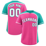 Custom Pink Aqua Personalized Color Block Authentic Baseball jersey