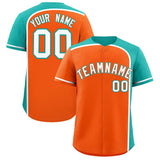 Custom Orange Aqua Personalized Color Block Authentic Baseball jersey