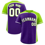 Custom Purple Neon Green Personalized Color Block Authentic Baseball jersey