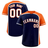 Custom Navy Orange Personalized Color Block Authentic Baseball jersey