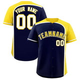 Custom Navy Gold Personalized Color Block Authentic Baseball jersey