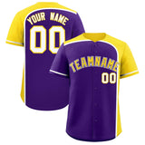 Custom Purple Gold Personalized Color Block Authentic Baseball jersey