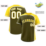 Custom Olive Gold Personalized Color Block Authentic Baseball jersey