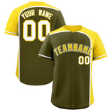 Custom Olive Gold Personalized Color Block Authentic Baseball jersey