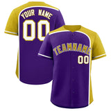 Custom Purple Old Gold Personalized Color Block Authentic Baseball jersey
