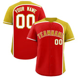 Custom Red Old Gold Personalized Color Block Authentic Baseball jersey