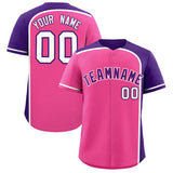 Custom Pink Purple Personalized Color Block Authentic Baseball jersey