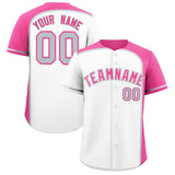 Custom White Pink Personalized Color Block Authentic Baseball jersey