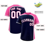 Custom Navy Pink Personalized Color Block Authentic Baseball jersey