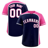 Custom Navy Pink Personalized Color Block Authentic Baseball jersey