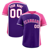 Custom Purple Pink Personalized Color Block Authentic Baseball jersey