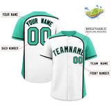 Custom White Bright Green Personalized Color Block Authentic Baseball jersey