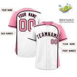 Custom White Light Pink Personalized Color Block Authentic Baseball jersey