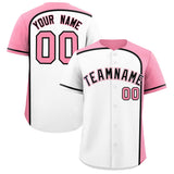 Custom White Light Pink Personalized Color Block Authentic Baseball jersey