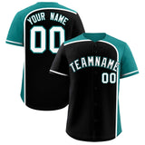 Custom Black Aqua Personalized Color Block Authentic Baseball jersey