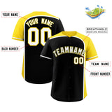 Custom Black Gold Personalized Color Block Authentic Baseball jersey