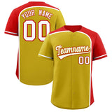 Custom Old Gold Red Personalized Color Block Authentic Baseball jersey