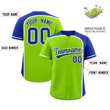 Custom Neon Green Royal Personalized Color Block Authentic Baseball jersey