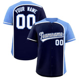 Custom Navy Light Blue Personalized Color Block Authentic Baseball jersey