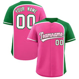Custom Pink Kelly Green Personalized Color Block Authentic Baseball jersey