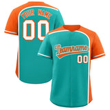Custom Aqua Orange Personalized Color Block Authentic Baseball jersey